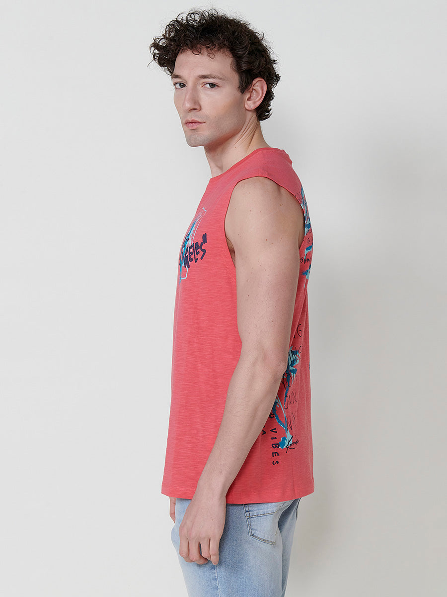 Camiseta Hombre Sin Mangas Boxing Estampado Frontal y Trasero – Koroshi Coral
