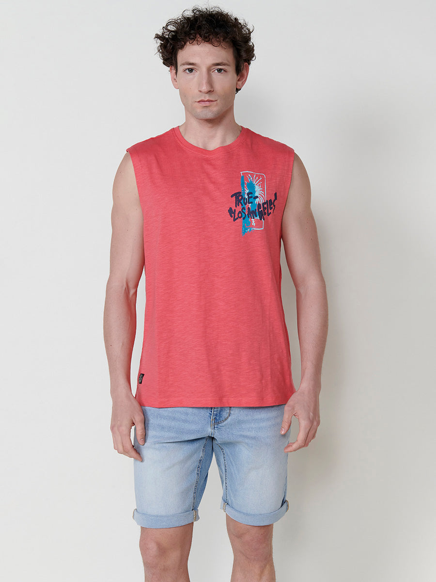 Camiseta Hombre Sin Mangas Boxing Estampado Frontal y Trasero – Koroshi Coral