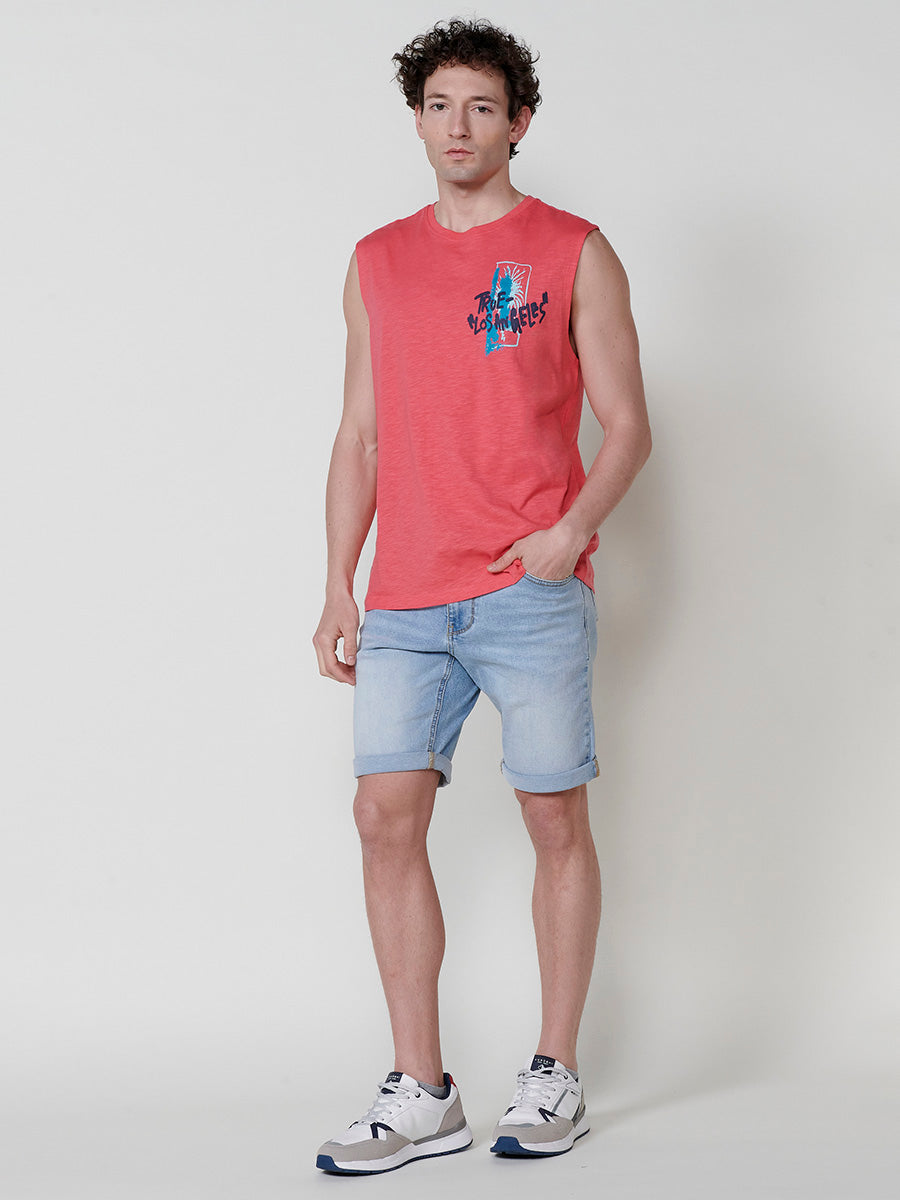 Camiseta Hombre Sin Mangas Boxing Estampado Frontal y Trasero – Koroshi Coral