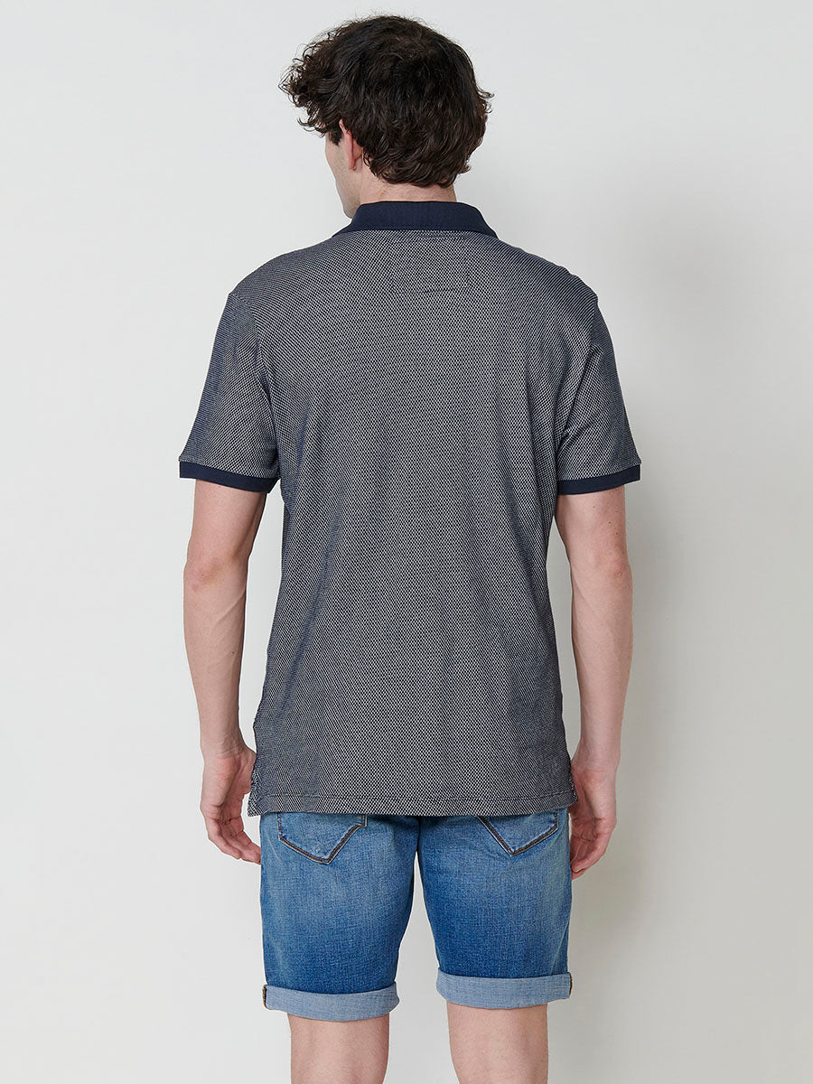 Polo Hombre Manga Corta Cuello Abierto Texturizado – Koroshi Navy