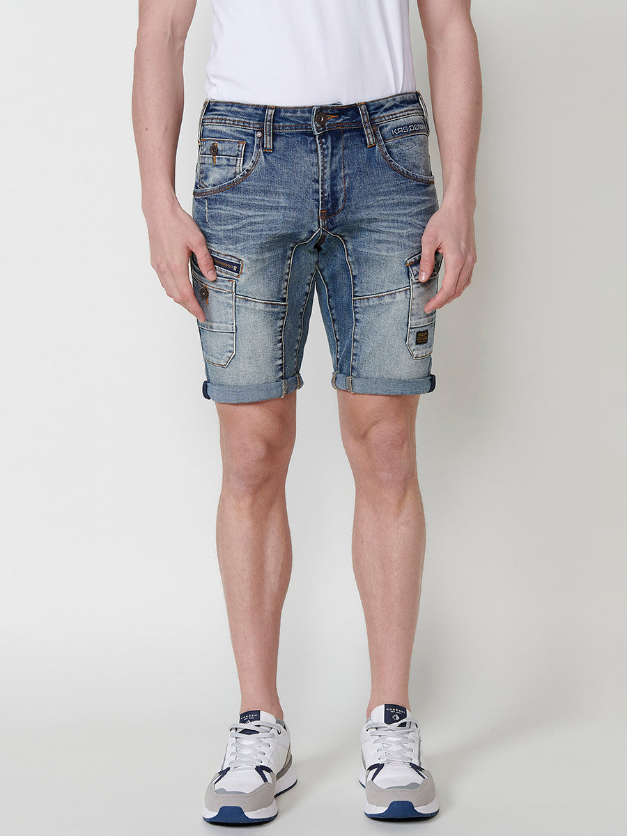 Bermuda Denim Workwear Hombre Regular – Koroshi Azul Claro