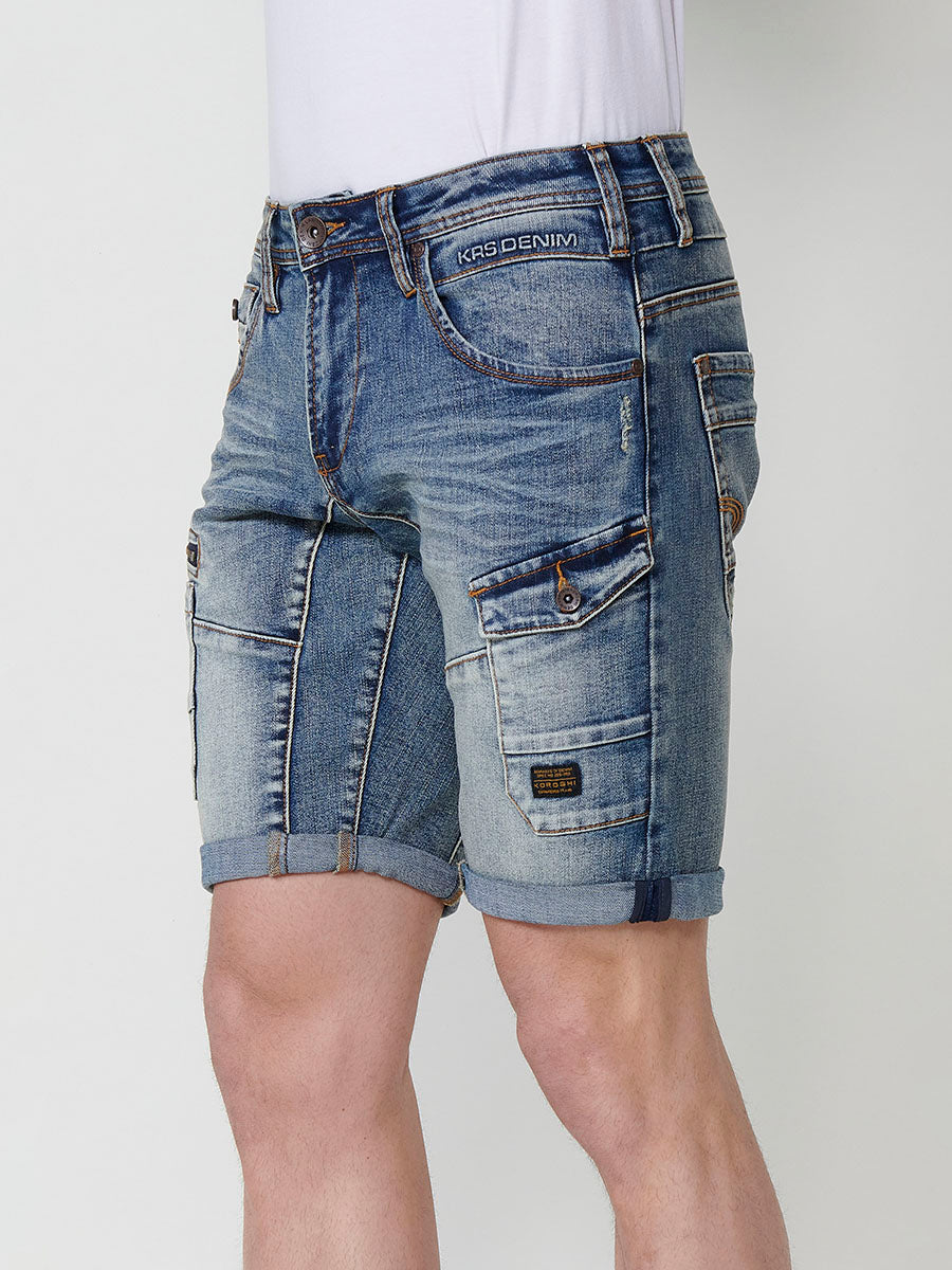 Bermuda Denim Workwear Hombre Regular – Koroshi Azul Claro