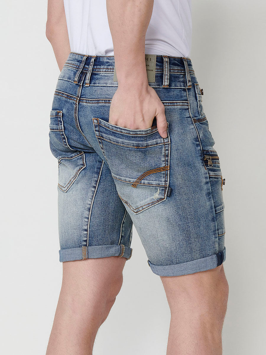 Bermuda Denim Workwear Hombre Regular – Koroshi Azul Claro