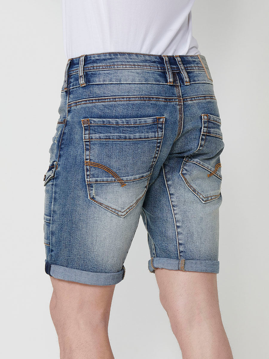 Bermuda Denim Workwear Hombre Regular – Koroshi Azul Claro