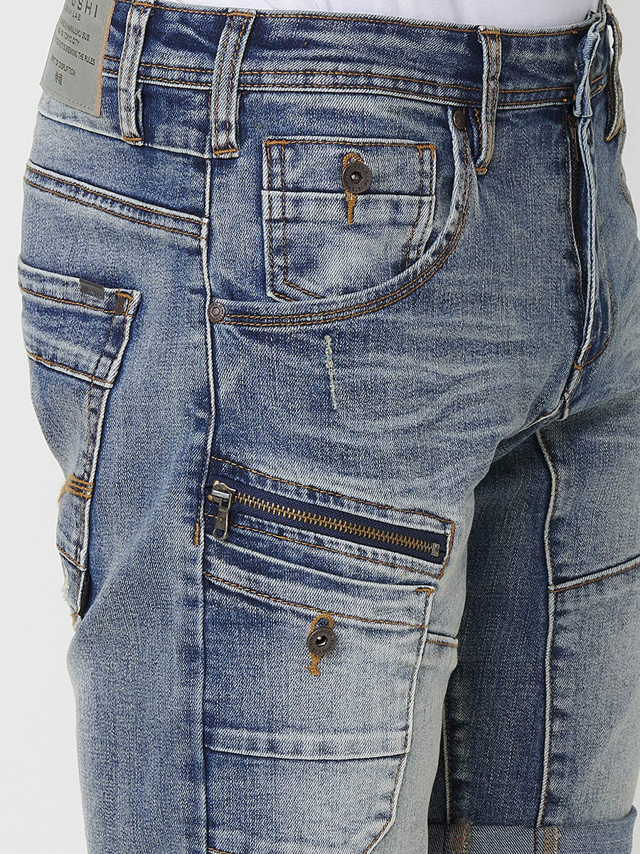 Bermuda Denim Workwear Hombre Regular – Koroshi Azul Claro