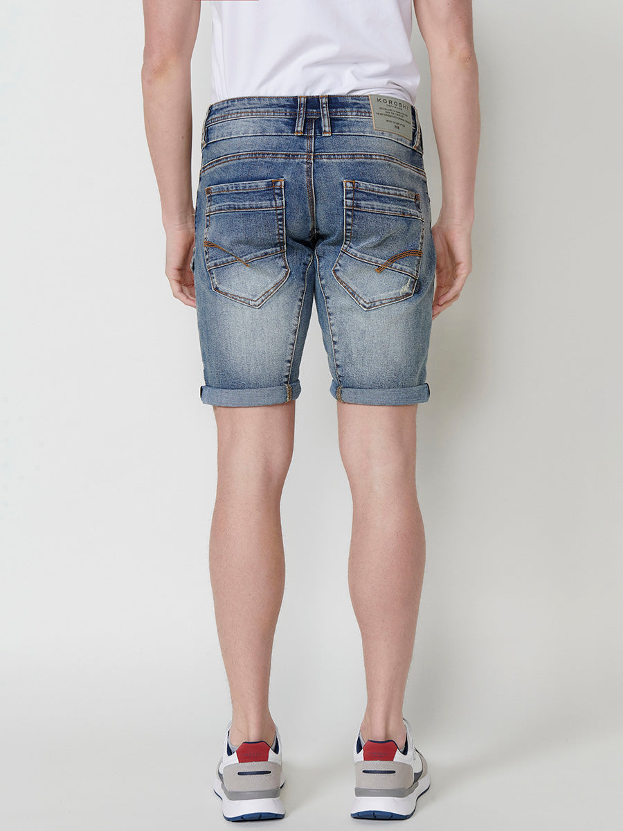 Bermuda Denim Workwear Hombre Regular – Koroshi Azul Claro