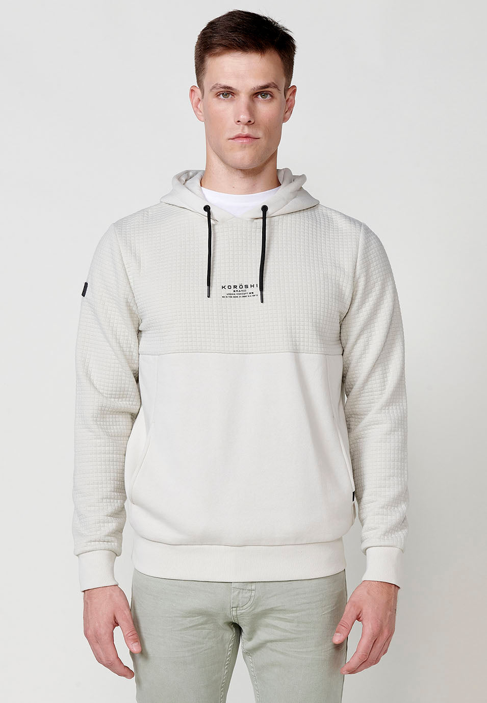 Sudadera Hombre Capucha Texturizada Piedra – Koroshi