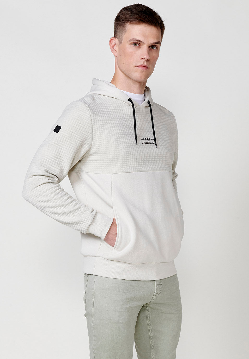 Sudadera Hombre Capucha Texturizada Piedra – Koroshi