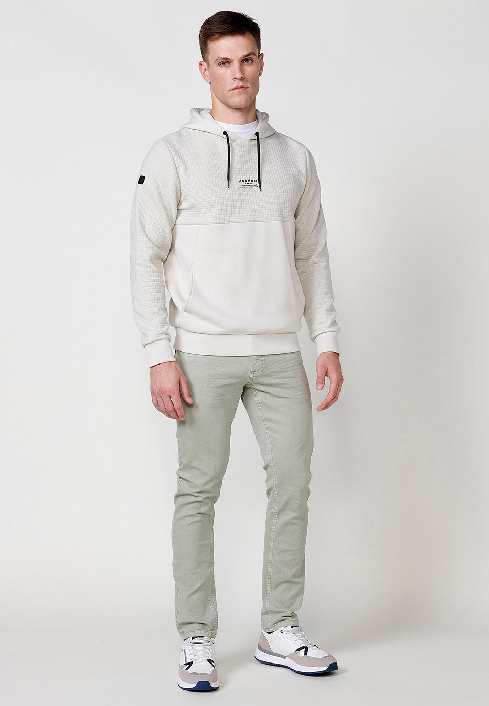 Sudadera Hombre Capucha Texturizada Piedra – Koroshi
