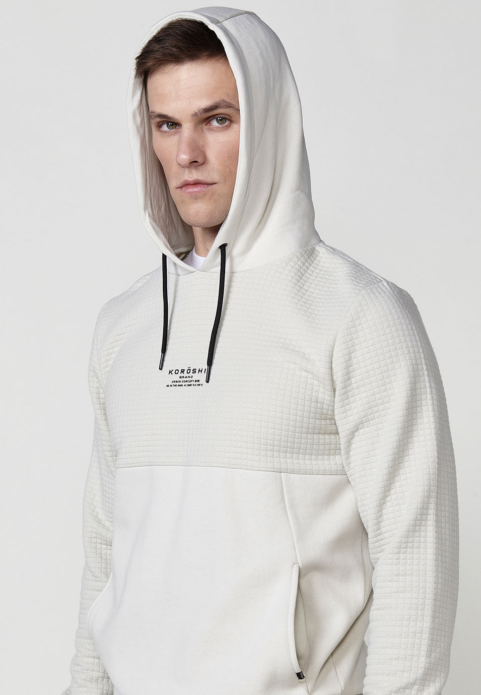 Sudadera Hombre Capucha Texturizada Piedra – Koroshi