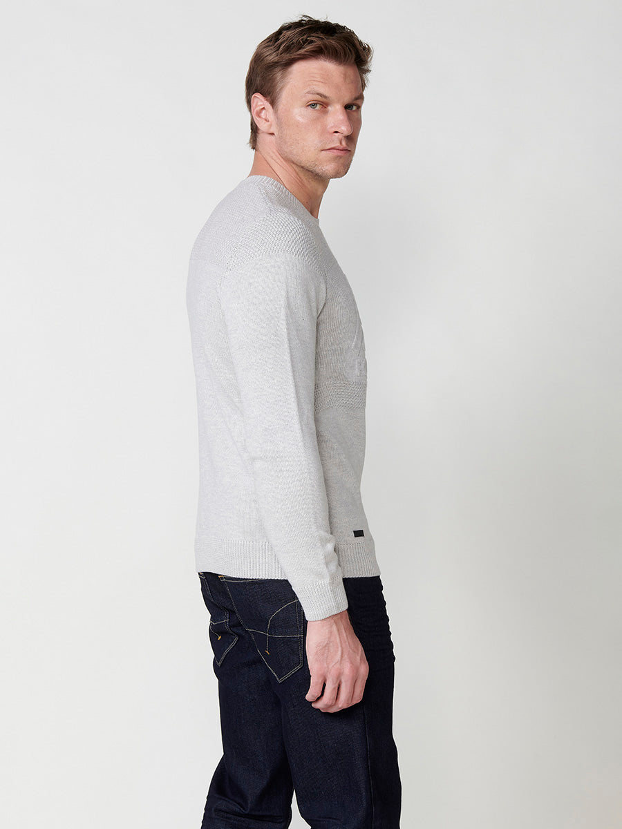 Jersey Hombre Punto Cuello Redondo con Relieve Delantero – Koroshi Crudo