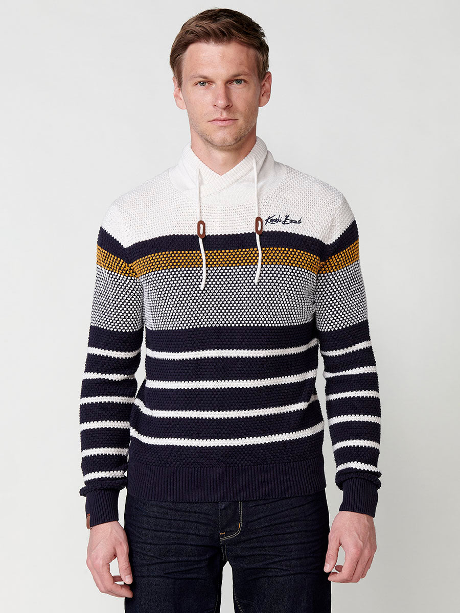 Jersey Hombre Punto Cuello Perkins con Cordón a Rayas – Koroshi 2511TR09