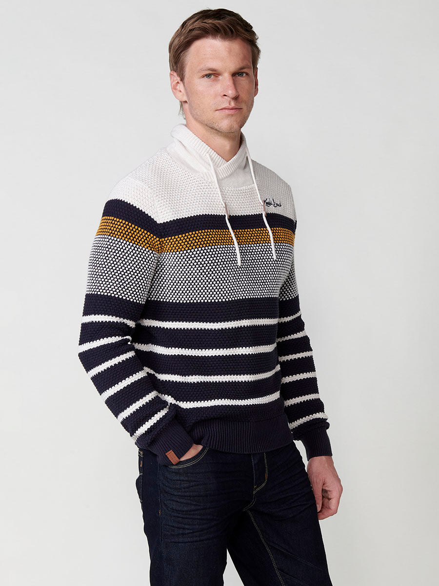 Jersey Hombre Punto Cuello Perkins con Cordón a Rayas – Koroshi 2511TR09