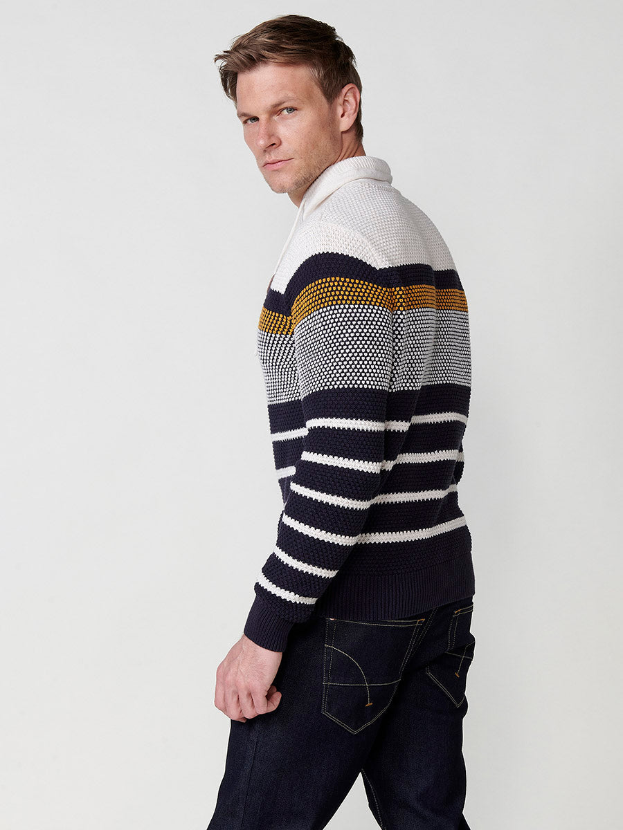 Jersey Hombre Punto Cuello Perkins con Cordón a Rayas – Koroshi 2511TR09