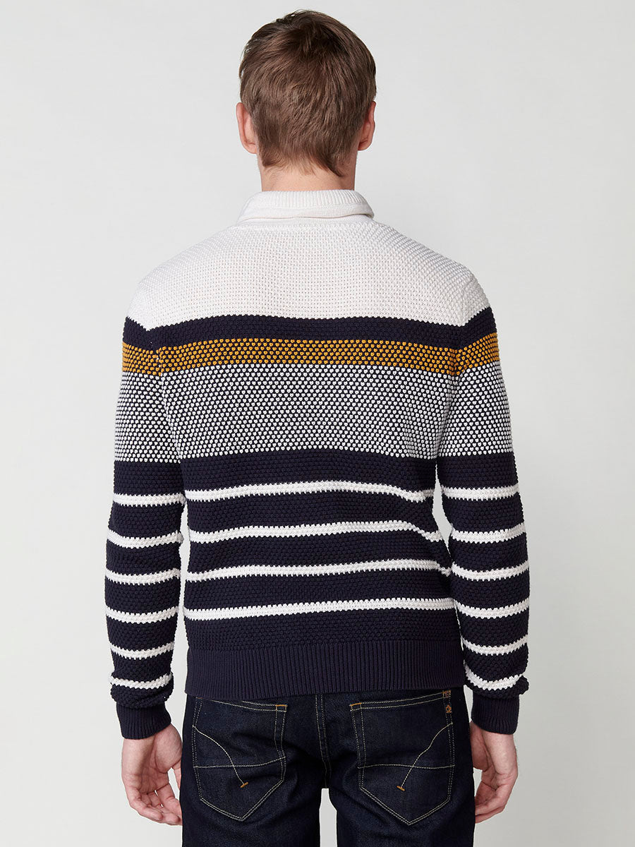 Jersey Hombre Punto Cuello Perkins con Cordón a Rayas – Koroshi 2511TR09
