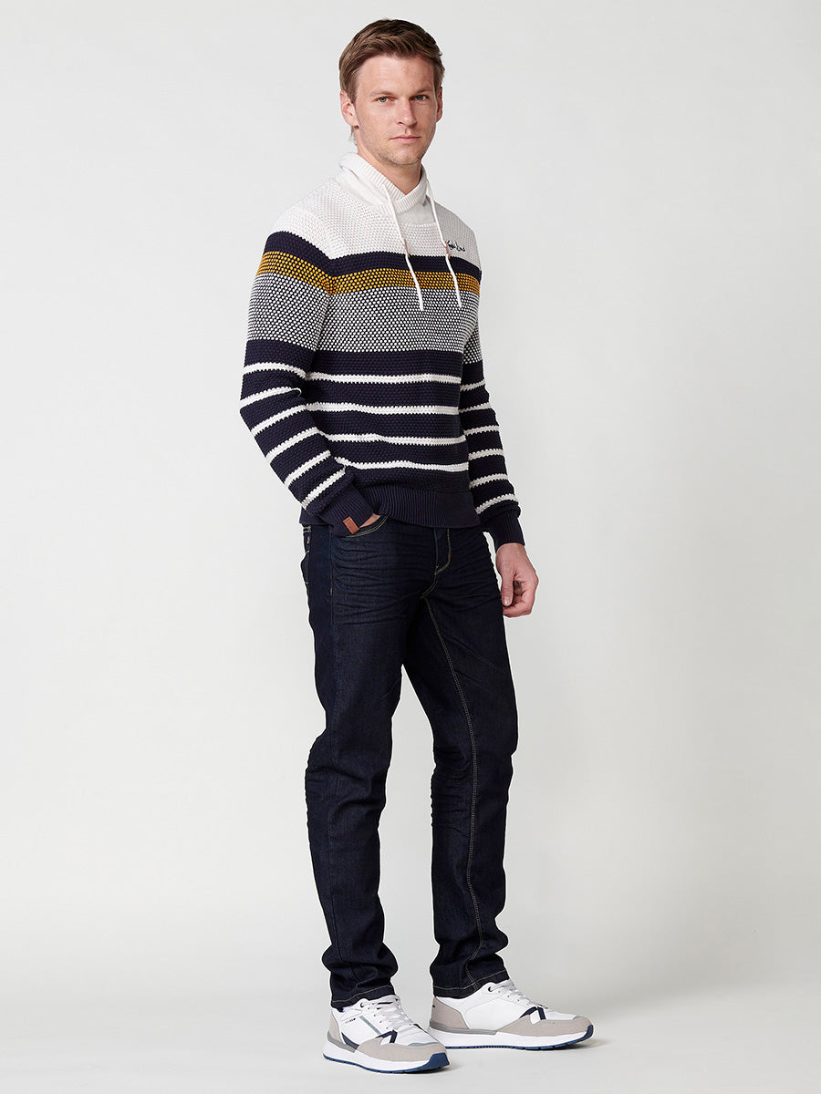 Jersey Hombre Punto Cuello Perkins con Cordón a Rayas – Koroshi 2511TR09