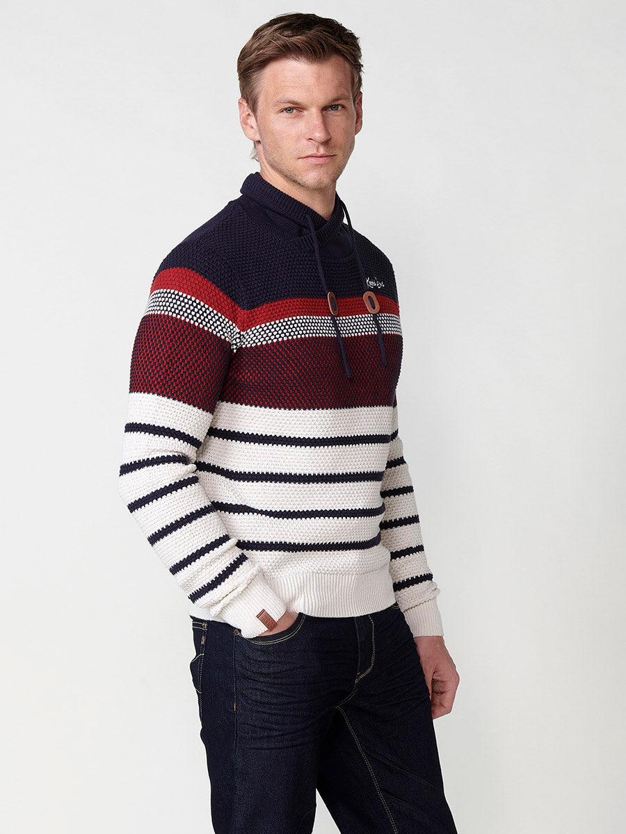 Jersey Hombre Punto Cuello Perkins con Cordón a Rayas – Koroshi 2511TR09