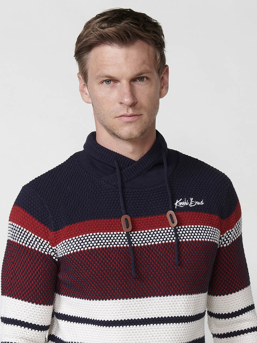 Jersey Hombre Punto Cuello Perkins con Cordón a Rayas – Koroshi 2511TR09