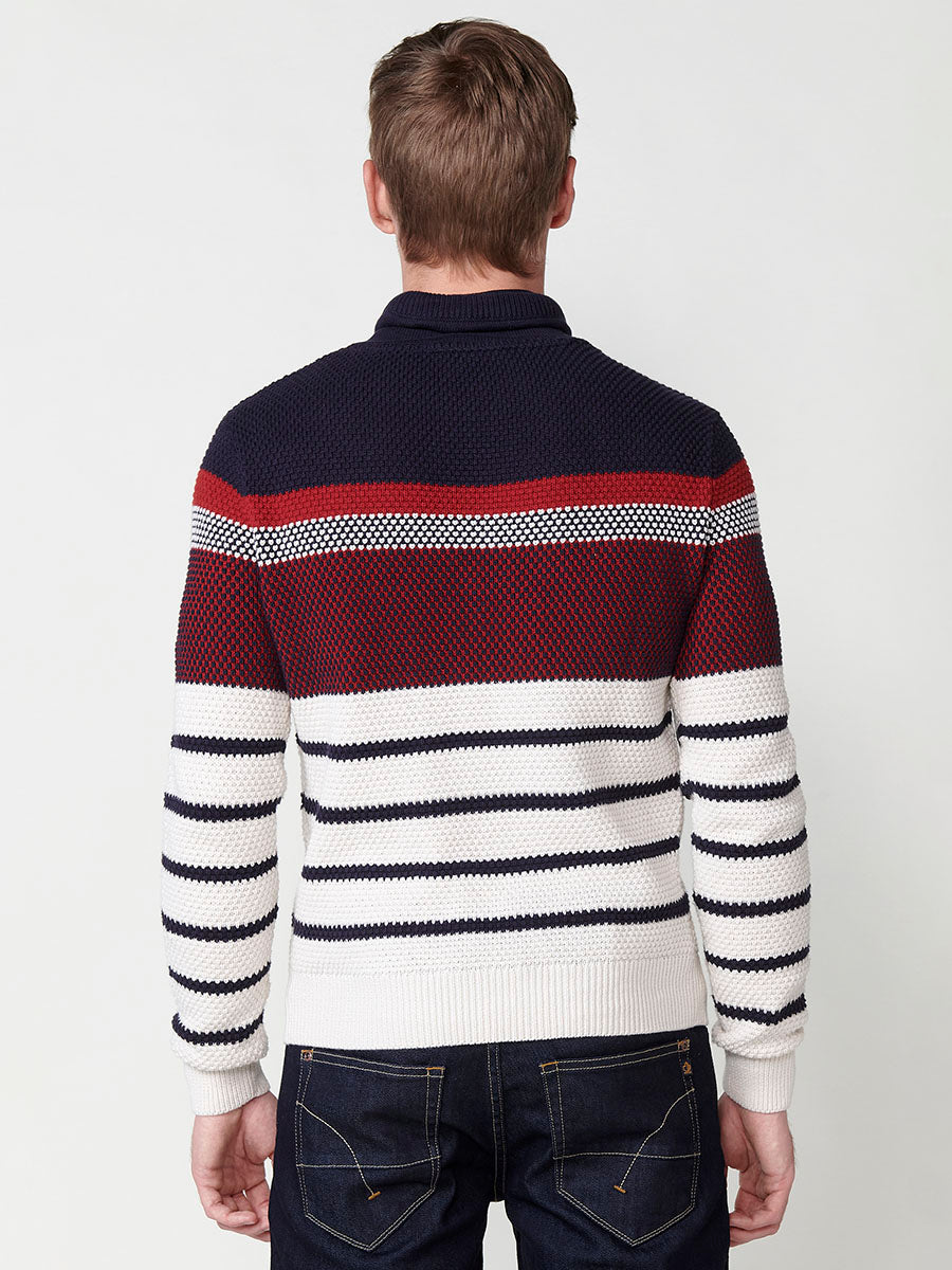 Jersey Hombre Punto Cuello Perkins con Cordón a Rayas – Koroshi 2511TR09
