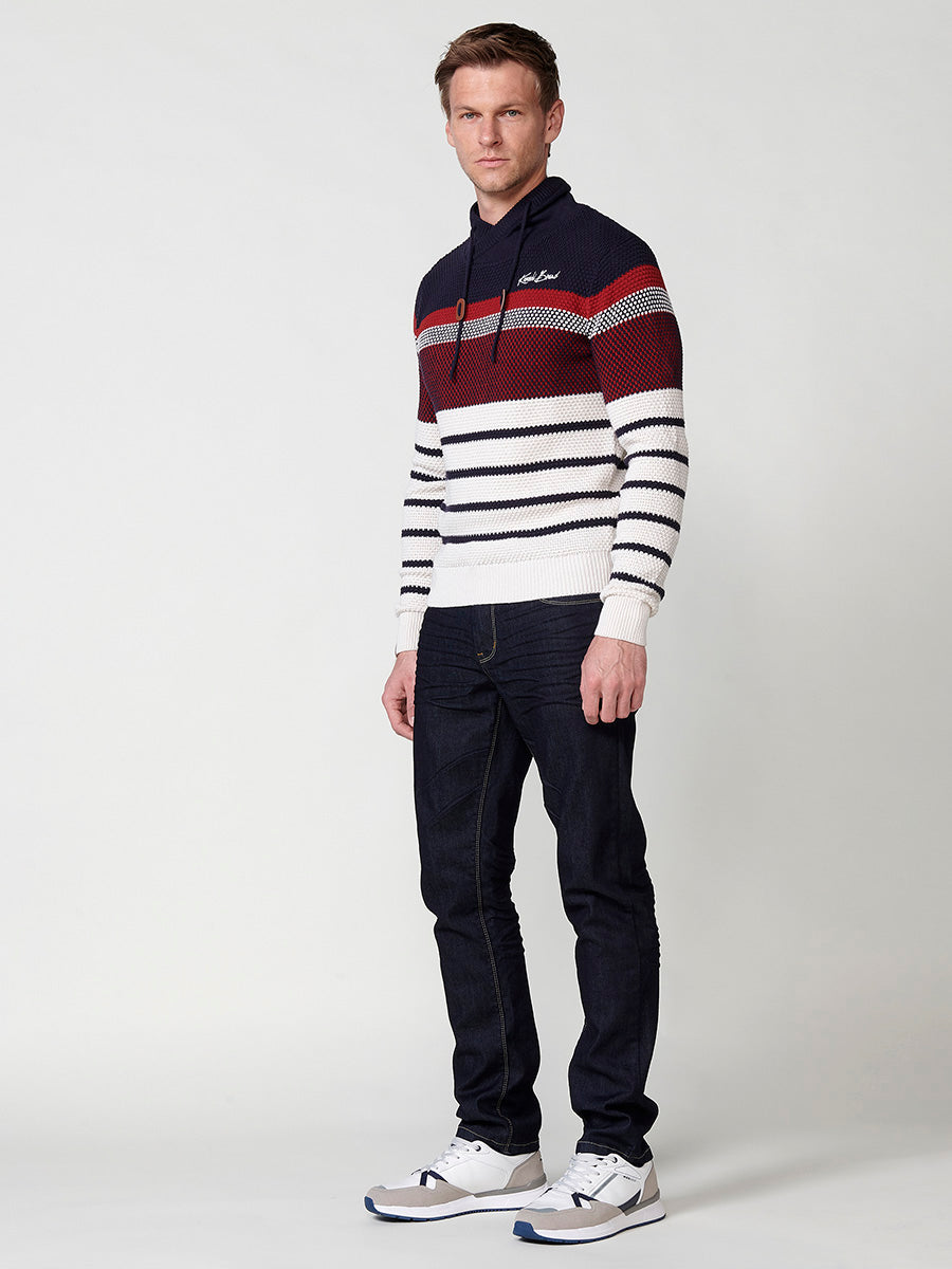 Jersey Hombre Punto Cuello Perkins con Cordón a Rayas – Koroshi 2511TR09