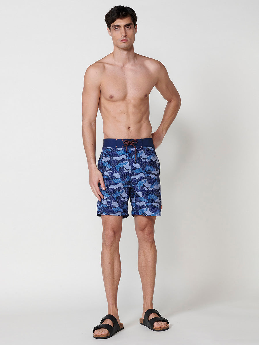 Bañador Hombre Corto Estampado Camuflaje Azul – Koroshi