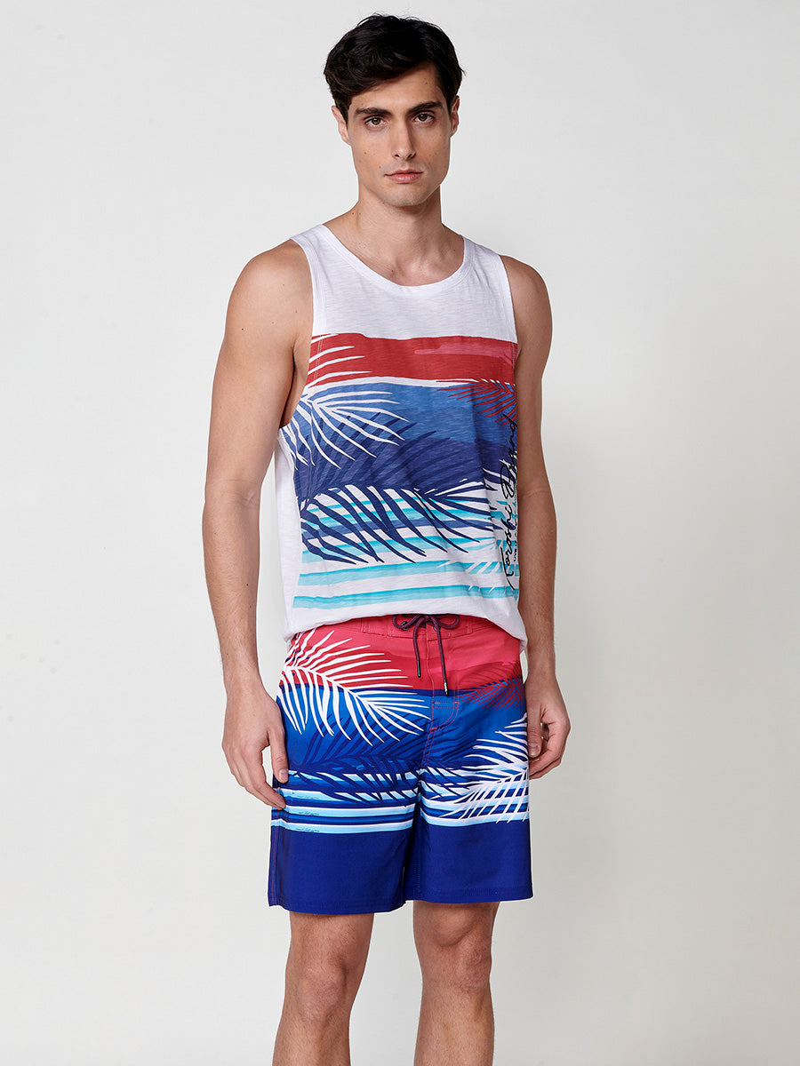 Bañador Hombre Surfero Estampado Tropical Azul – Koroshi