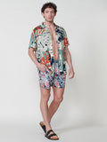 Bañador Hombre Corto Estampado Tropical Kaki – Koroshi