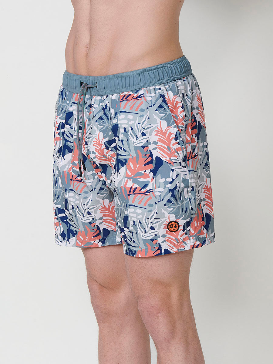 Bañador Hombre Corto Estampado Tropical Kaki – Koroshi