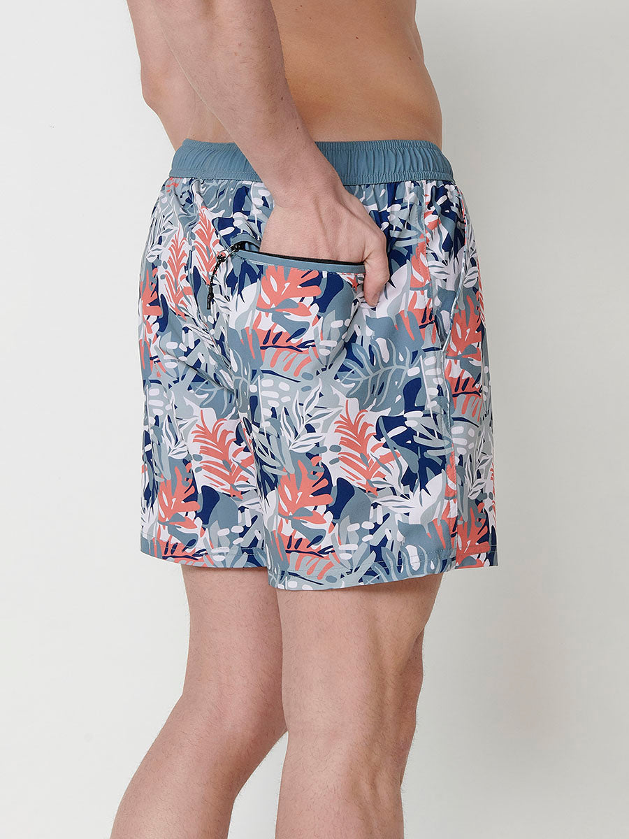 Bañador Hombre Corto Estampado Tropical Kaki – Koroshi