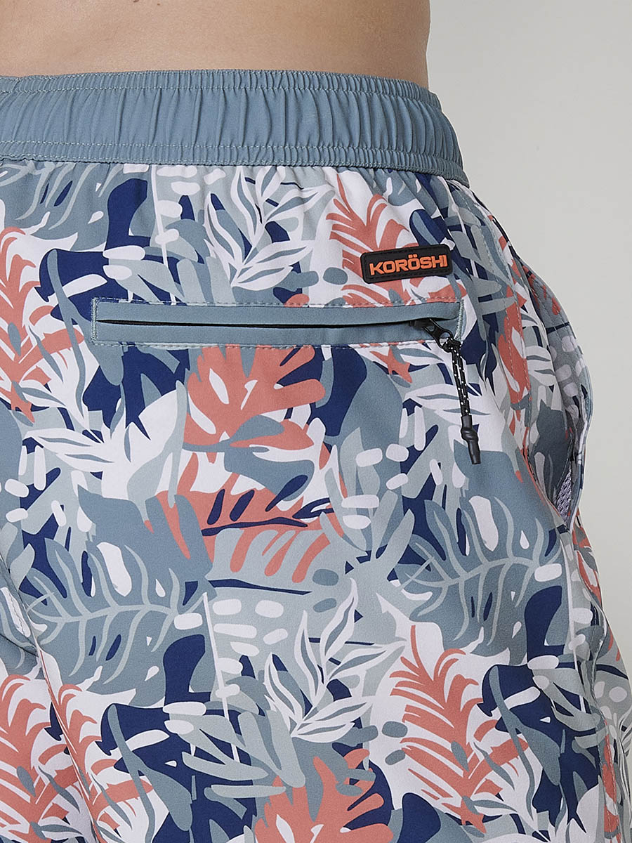 Bañador Hombre Corto Estampado Tropical Kaki – Koroshi