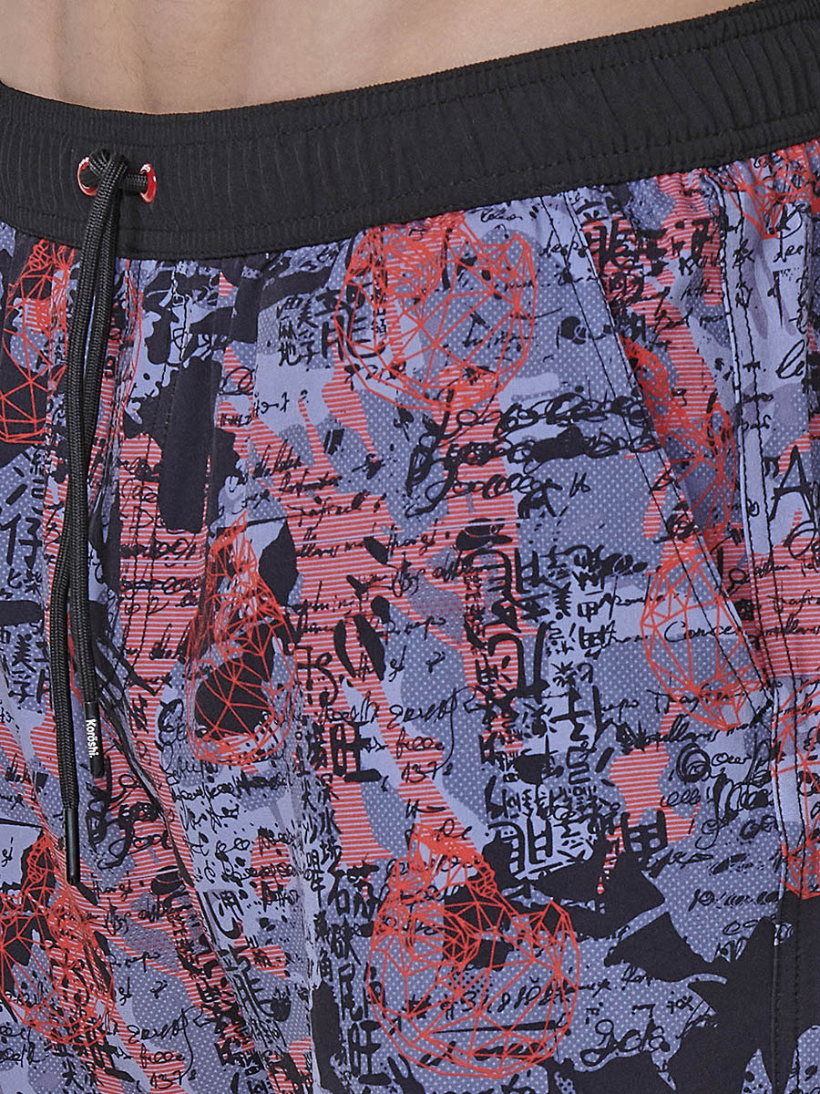 Bañador Hombre Corto Estampado Abstracto Rojo – Koroshi