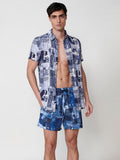 Bañador Hombre Corto Estampado Patchwork Azul – Koroshi