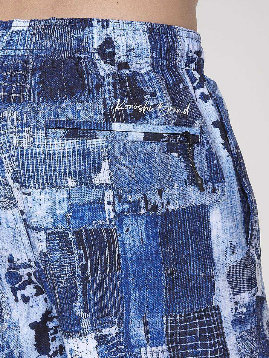 Bañador Hombre Corto Estampado Patchwork Azul – Koroshi