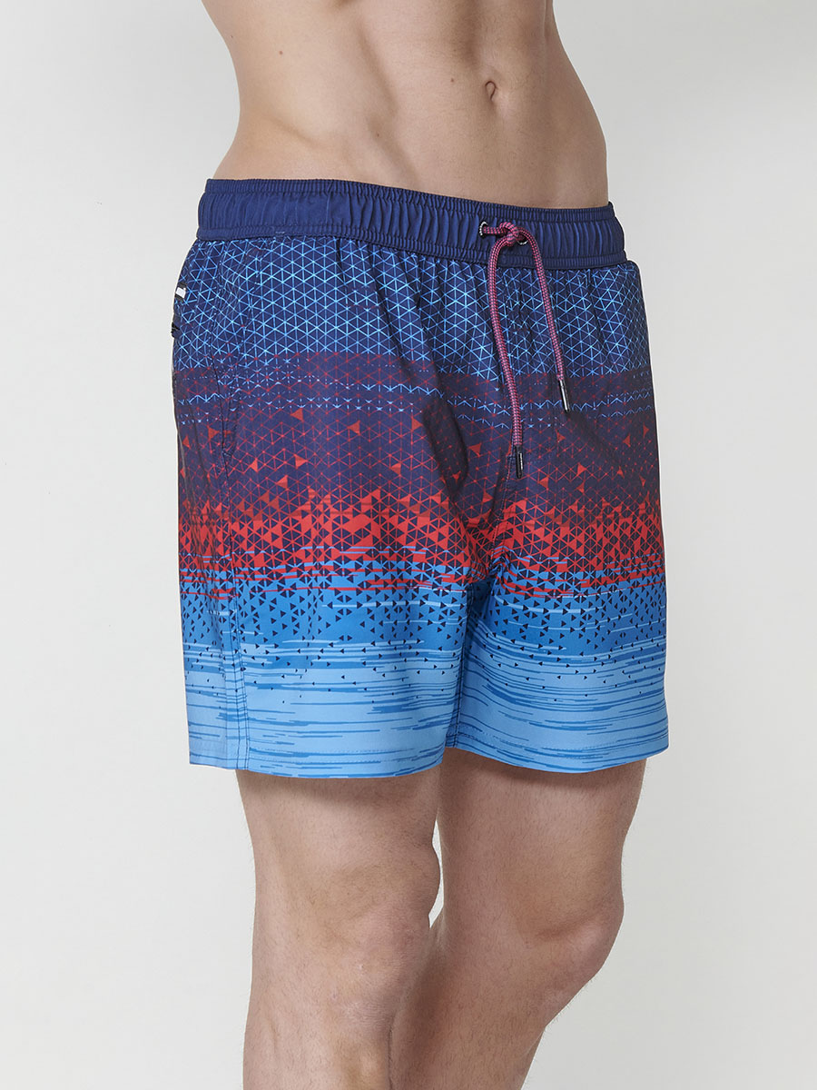 Bañador Hombre Corto Estampado Geométrico Degradado – Koroshi 2511WA15