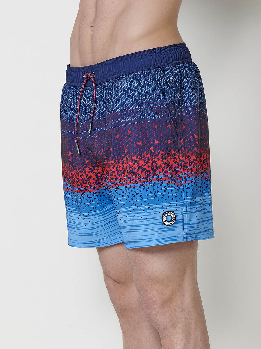 Bañador Hombre Corto Estampado Geométrico Degradado – Koroshi 2511WA15