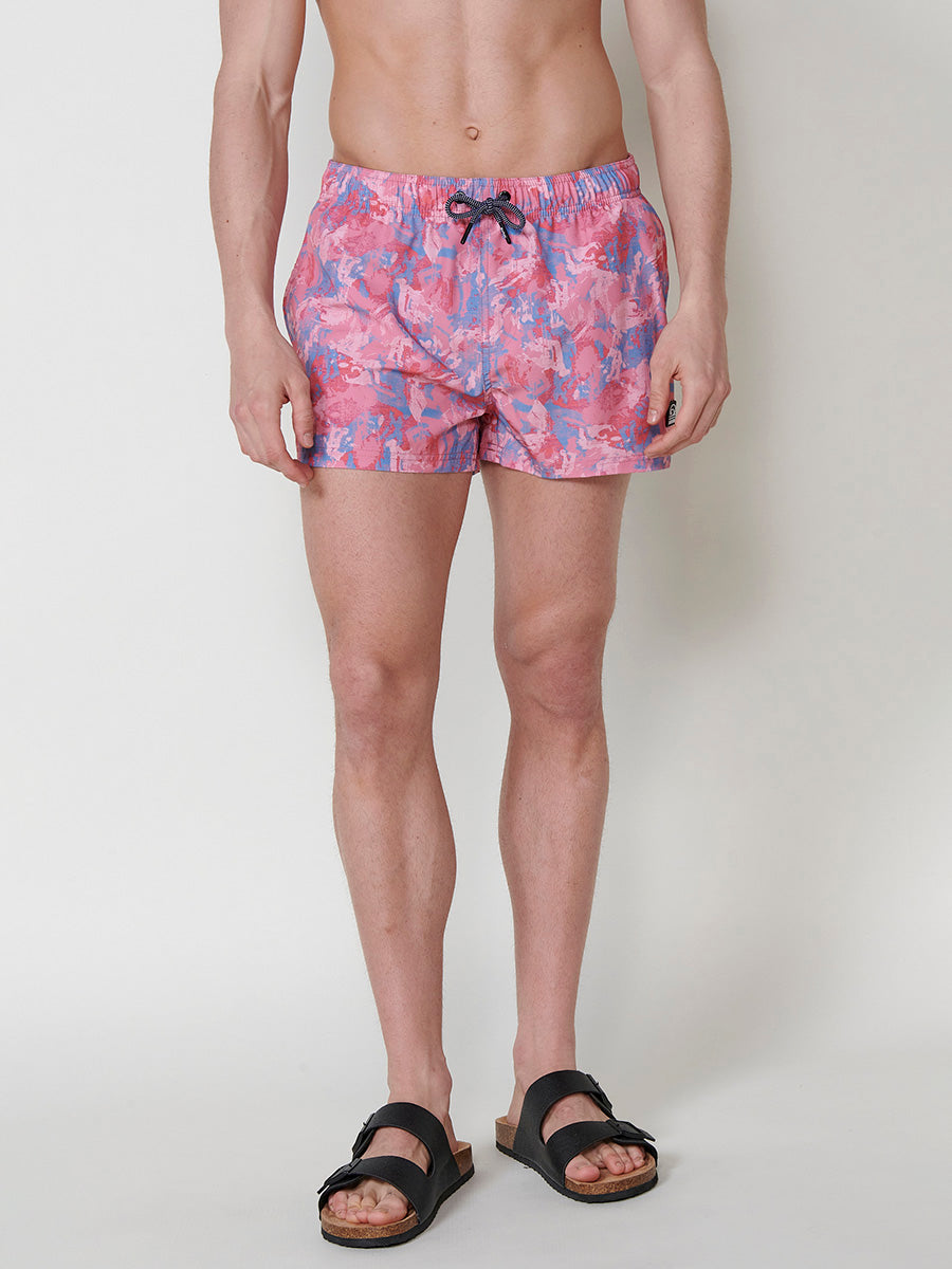 Bañador Hombre Corto Estampado Acuarela Coral – Koroshi