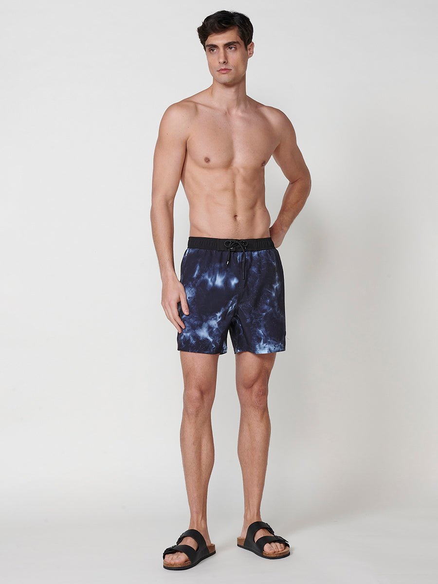 Bañador Hombre Corto Estampado Tie-Dye Negro – Koroshi