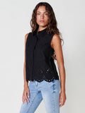 Camisa Mujer Manga Corta Algodón Bordado Floral – Koroshi Negra