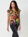 Blusa Mujer Gasa Sin Mangas Estampado Floral Negra – Koroshi 2512BL32