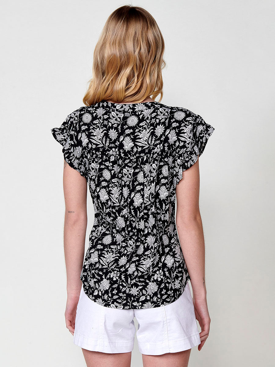Blusa Mujer Manga Corta Estampado Floral Cuello Mao – Koroshi 2512BL35