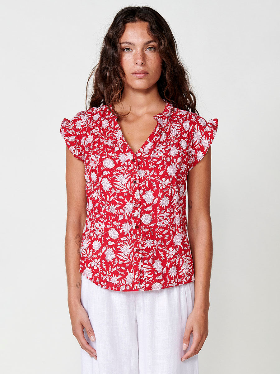 Blusa Mujer Manga Corta Estampado Floral Cuello Mao – Koroshi 2512BL35