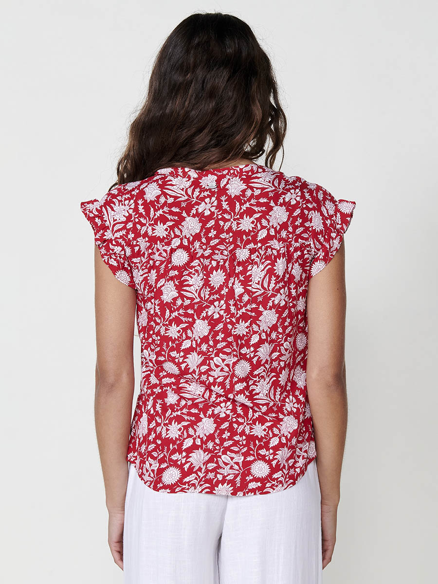 Blusa Mujer Manga Corta Estampado Floral Cuello Mao – Koroshi 2512BL35