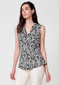 Blusa Mujer Sin Mangas Cuello Camisero Estampado Cachemir – Koroshi 2512BL78