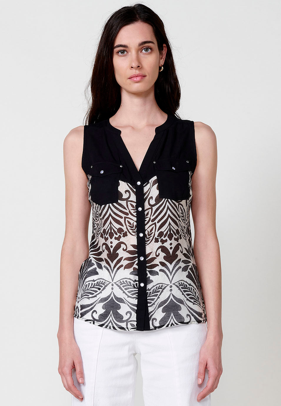 Blusa Mujer Sin Mangas Estampado Floral – Koroshi 2512BL81