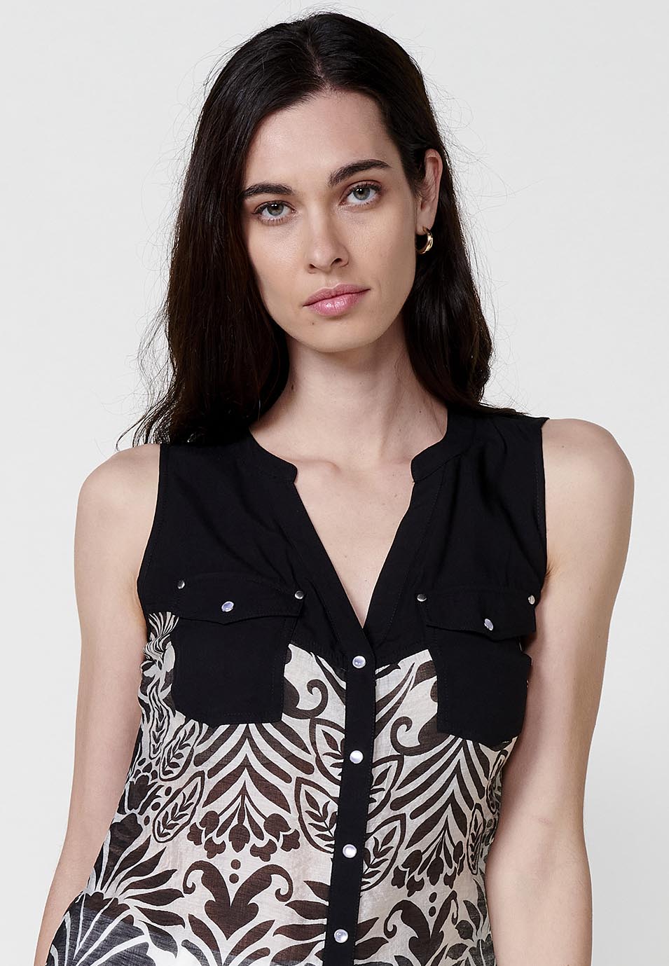 Blusa Mujer Sin Mangas Estampado Floral – Koroshi 2512BL81