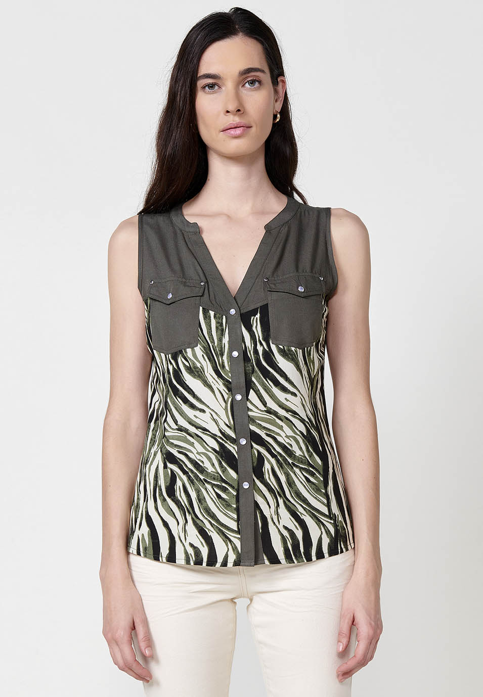 Blusa Mujer Sin Mangas Estampado Floral – Koroshi 2512BL81