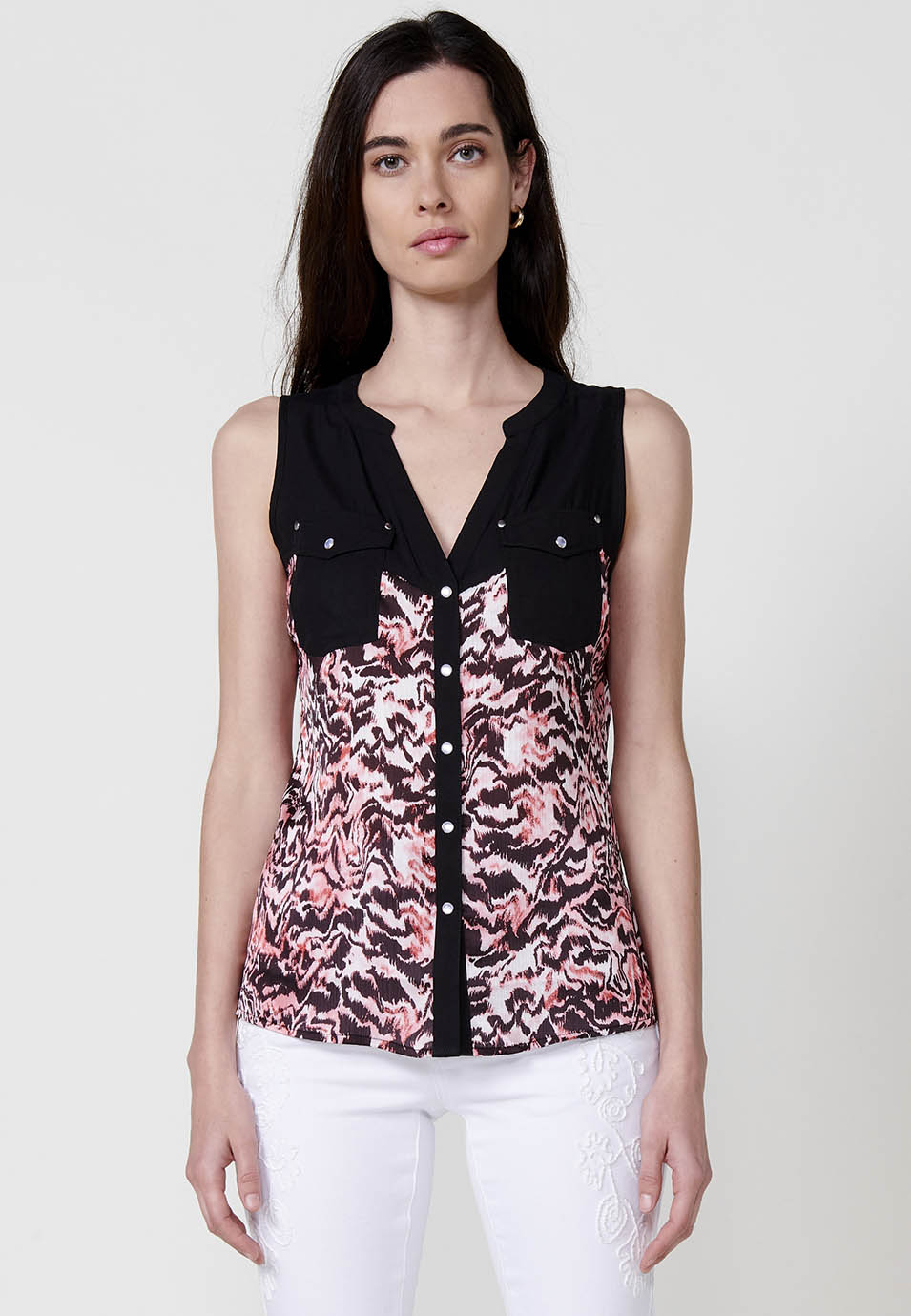 Blusa Mujer Sin Mangas Estampado Floral – Koroshi 2512BL81