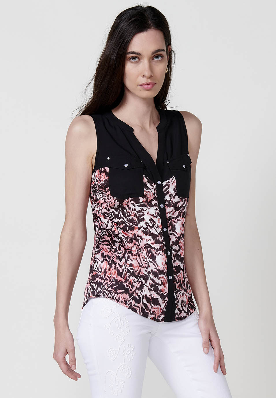 Blusa Mujer Sin Mangas Estampado Floral – Koroshi 2512BL81