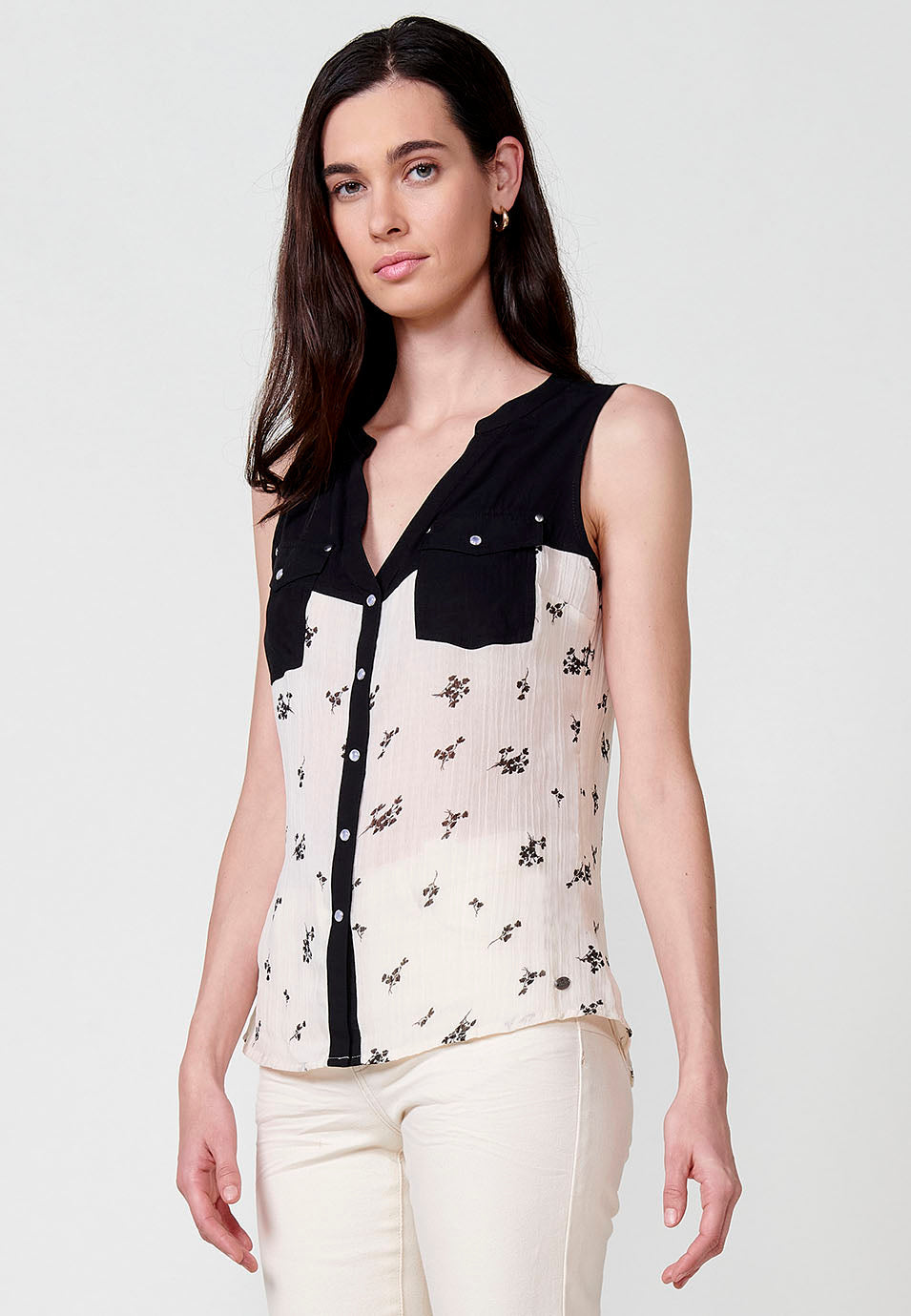 Blusa Mujer Sin Mangas Estampado Floral – Koroshi 2512BL81
