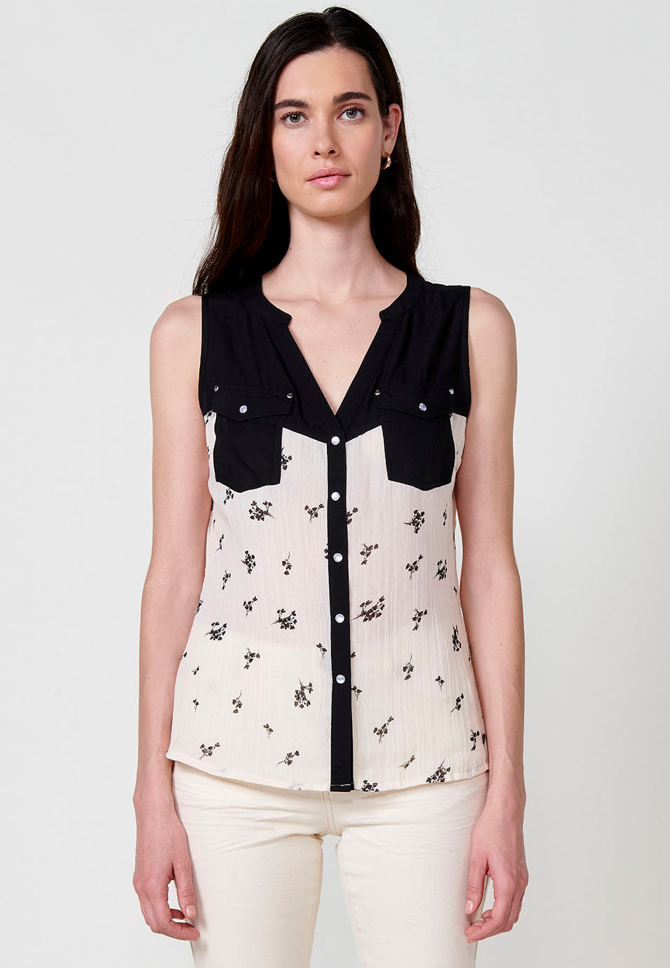 Blusa Mujer Sin Mangas Estampado Floral – Koroshi 2512BL81